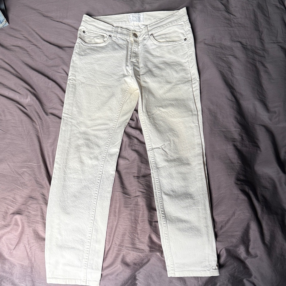 Acne Men's Cream Skinny Jeans